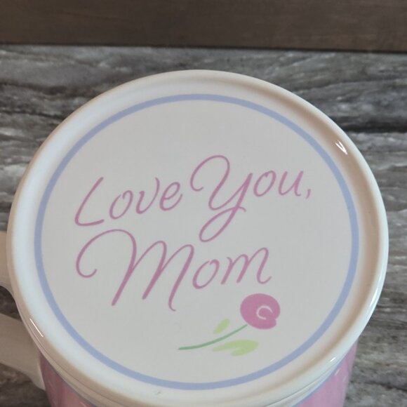 Hallmark Mug Mates 1988 “Love You Mom” Ceramic Mug w/ Lid Vintage Made in Japan - Picture 2 of 5